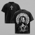 Praying Nun Gothic Cross Christian Vintage Washed Tee