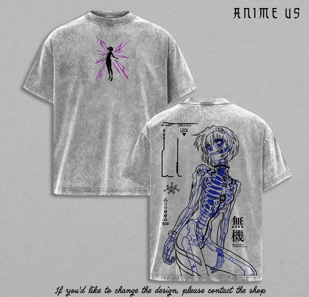 Rei Ayanami Cybercore Neon Genesis Evangelion Anime Vintage Washed Tee