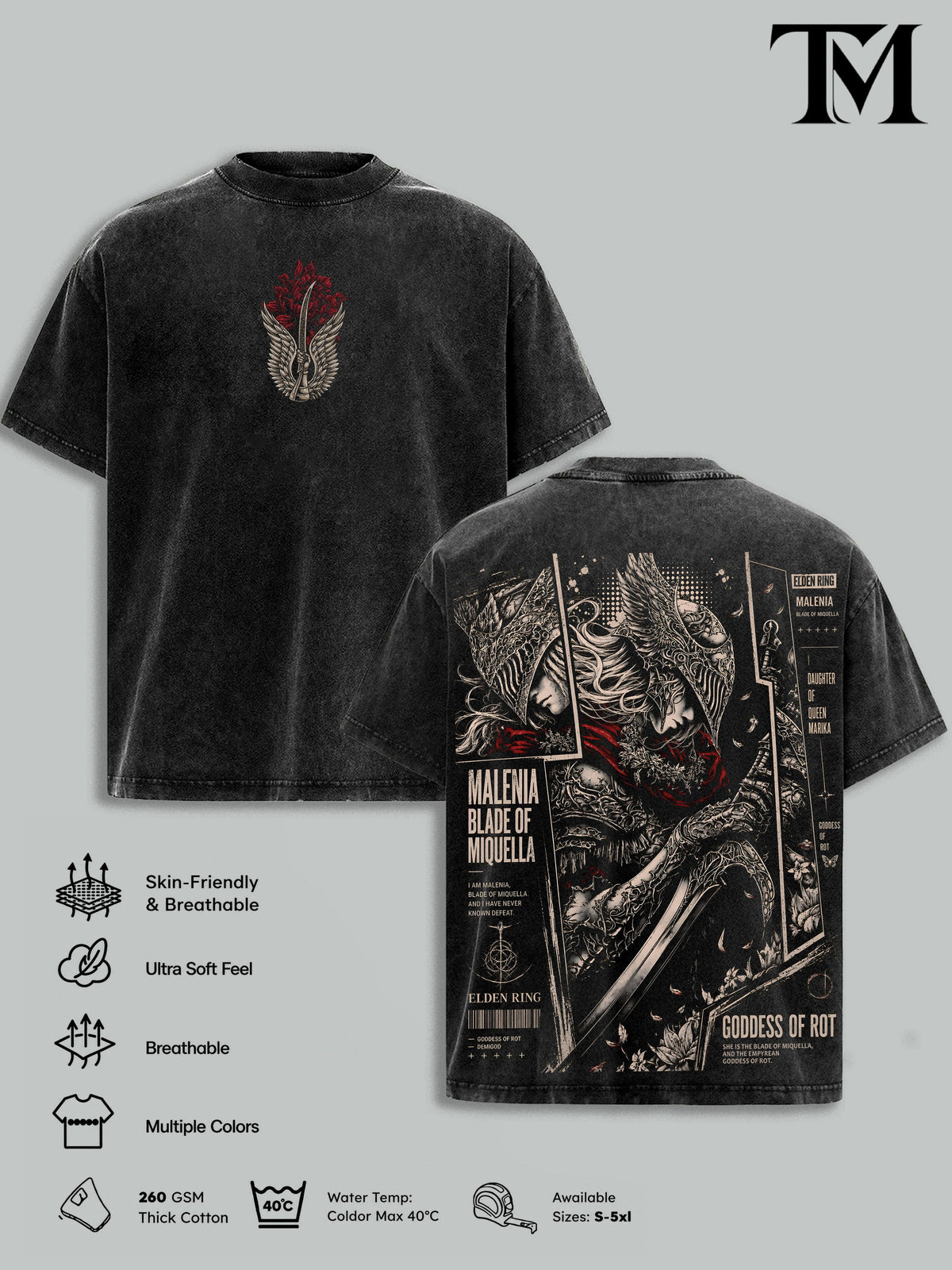 Malenia Elden Ring Tarnished Vintage Washed Tee