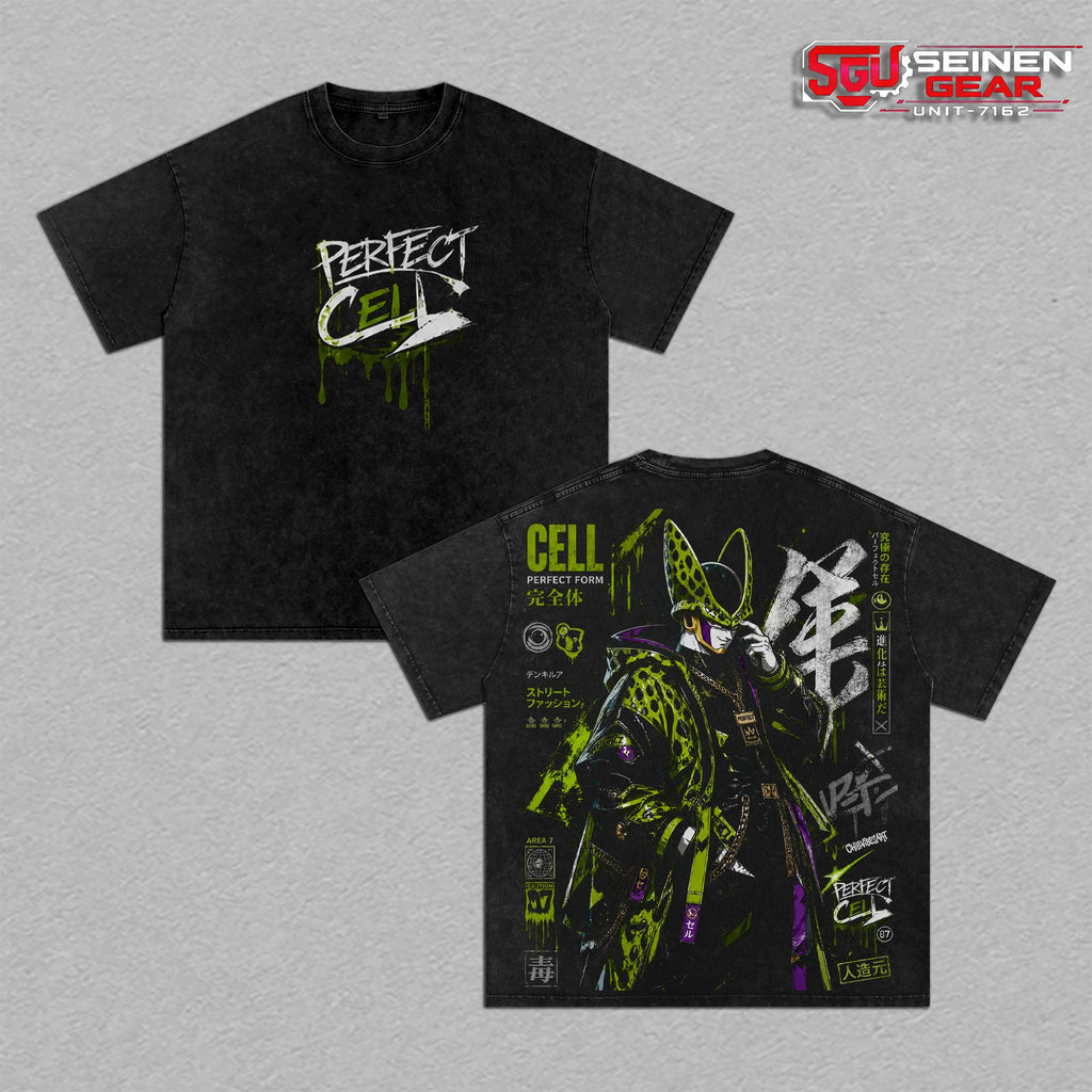 Perfect Cell DBZ Anime T-Shirt, Cell Saga Villain ''Kamehameha'' Graphic Tee