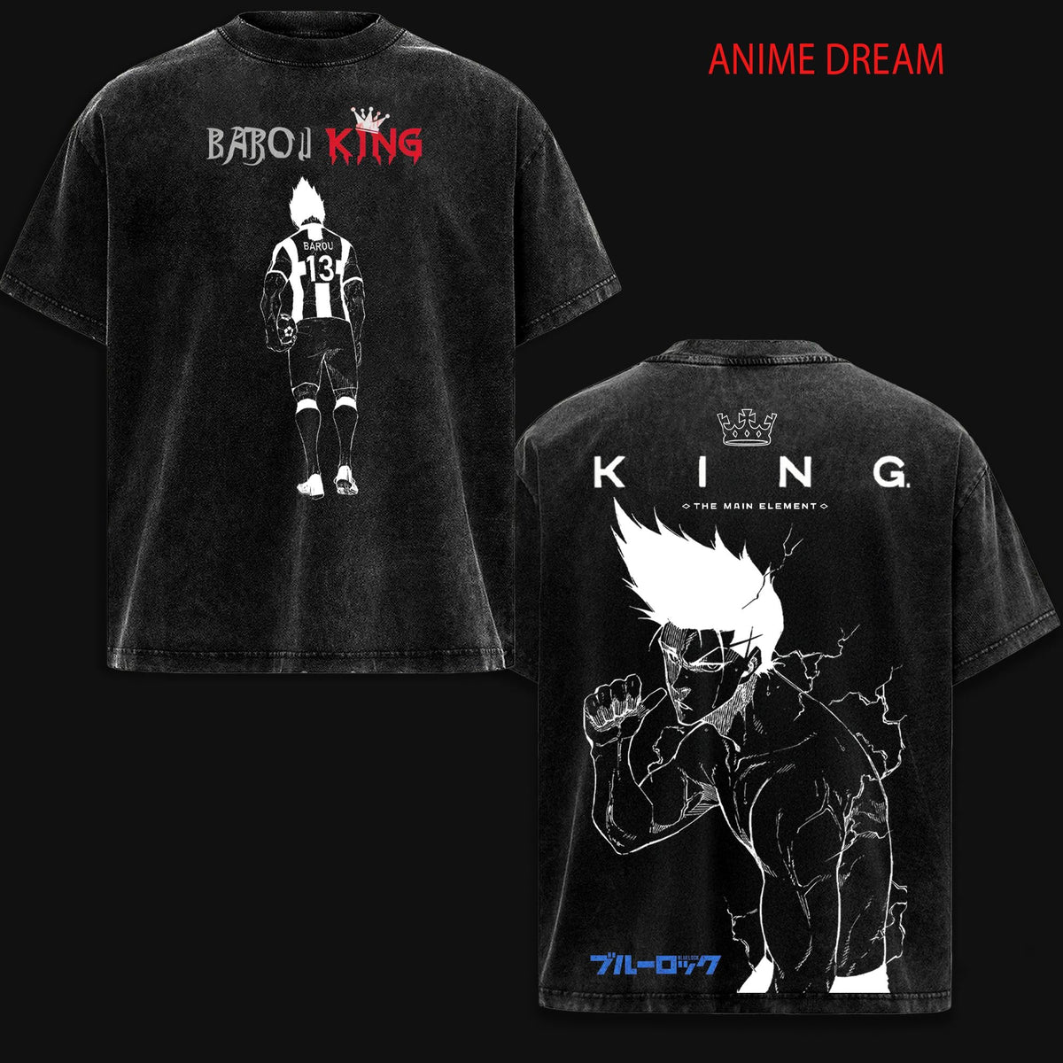 Shoei Barou Blue Lock Anime Vintage Washed Tee