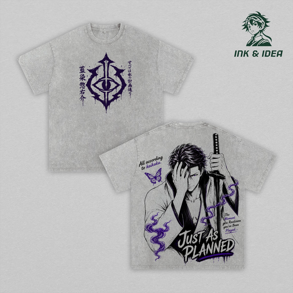 Sosuke Aizen Bleach Just As Planned Anime Vintage Washed Tee