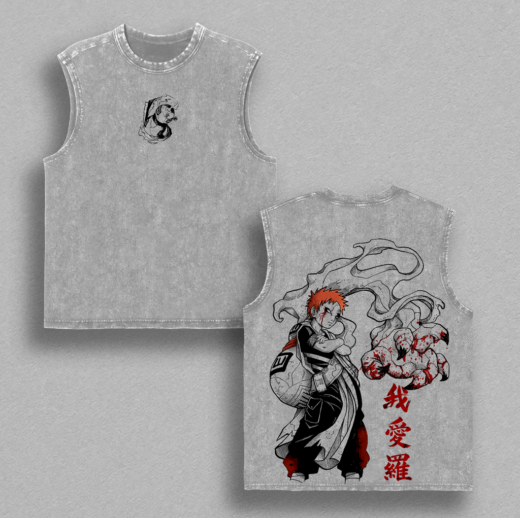Gaara Naruto Anime Vintage Washed Tee