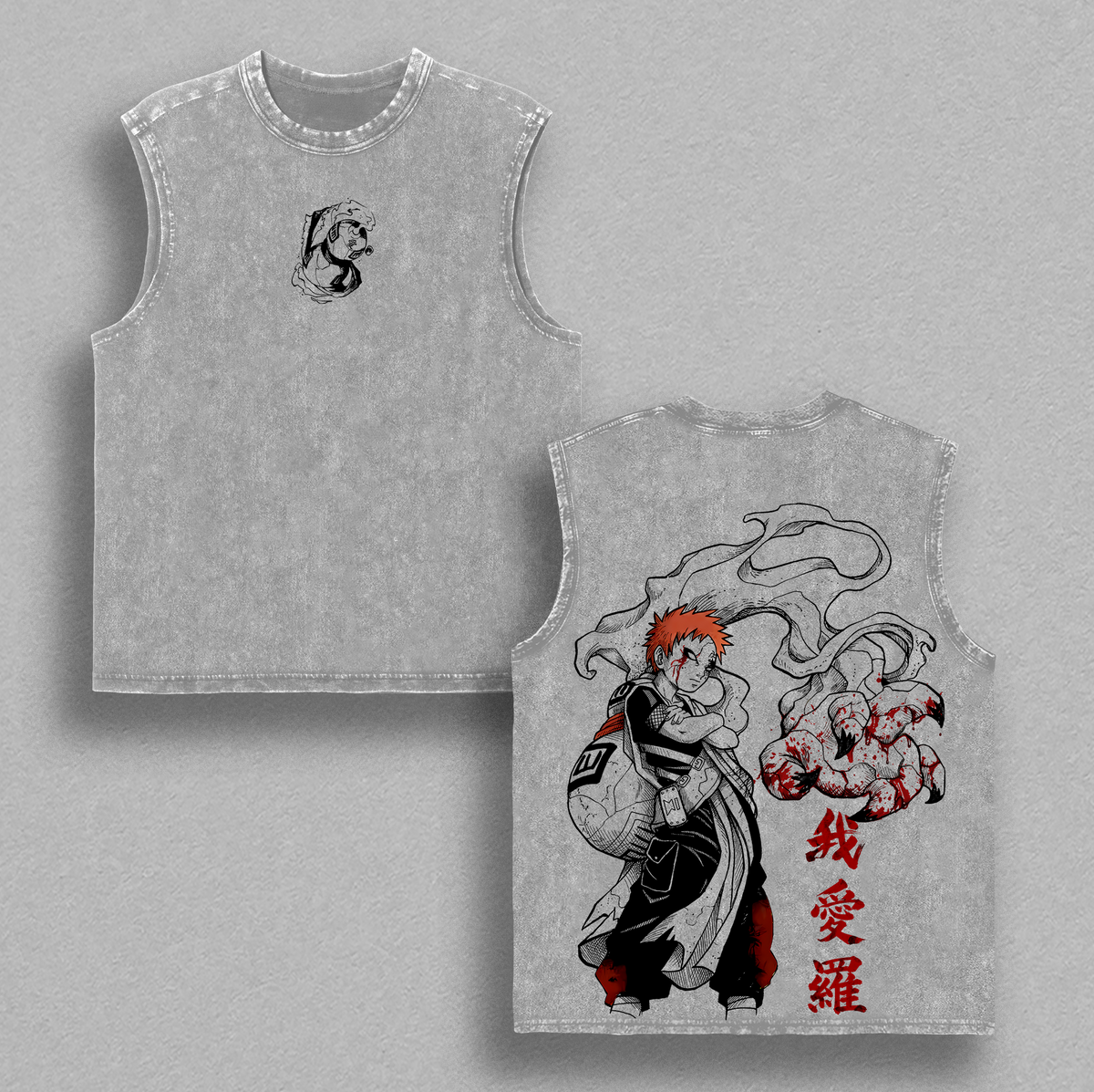 Gaara Naruto Anime Vintage Washed Tee