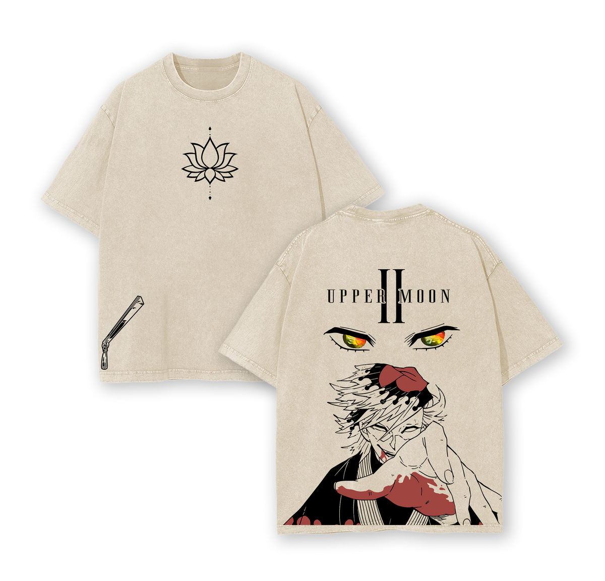 Upper Moon 2 Doma T-Shirt, Washed Oversize Anime Tee