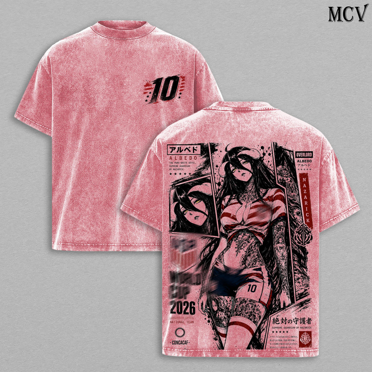 Albedo Overlord American's World Football 2026 Anime Vintage Washed Tee
