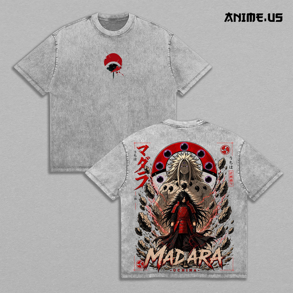 Madara Uchiha Six Paths T-Shirt, Legendary Uchiha Shinobi Anime Graphic Tee, Rinnegan Vintage Washed Oversized Shirt, Heavyweight Manga Streetwear