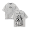 Doma Upper Rank 2 Vintage Oversize Washed T-Shirt, Demon Slayer Villain Graphic Tee, Heavy Cotton Anime Streetwear