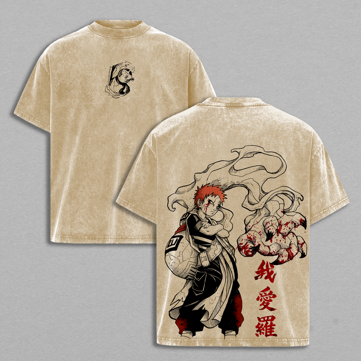 Gaara Naruto Anime Vintage Washed Tee