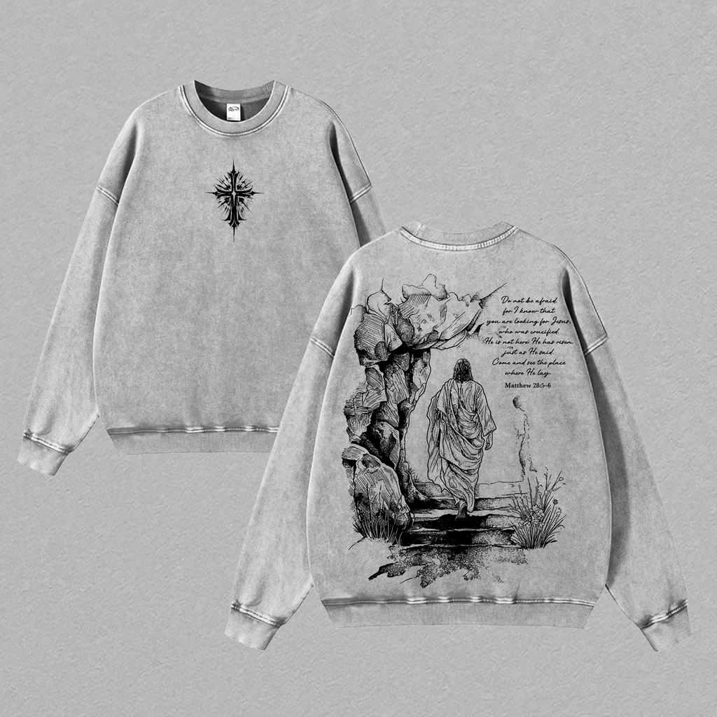 Matthew 28:5-6 He Is Risen Christian Vintage Washed Tee