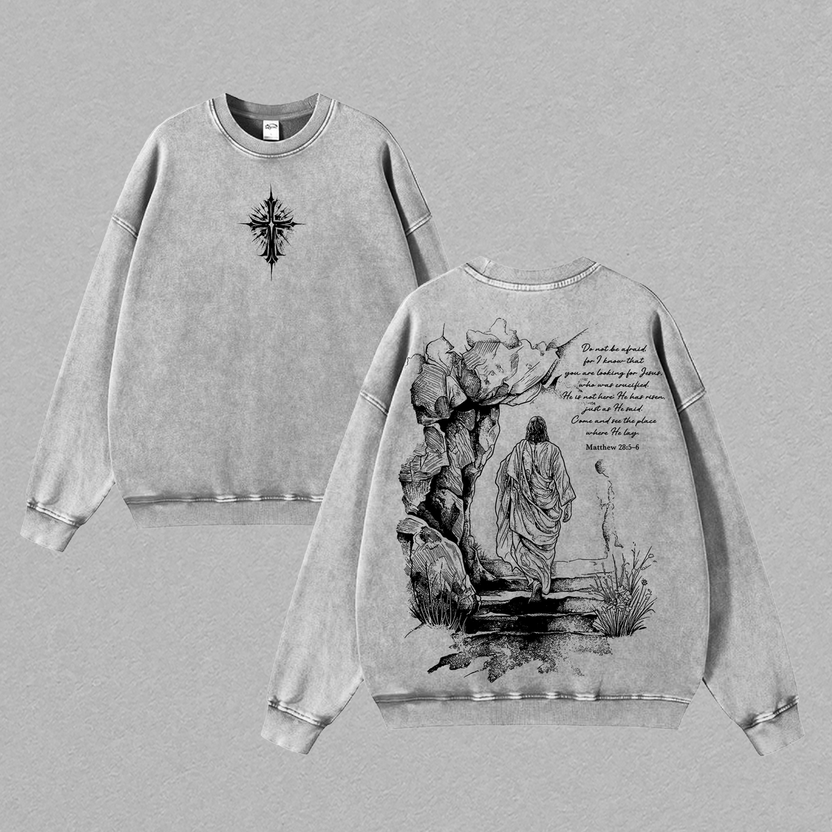 Matthew 28:5-6 He Is Risen Christian Vintage Washed Tee