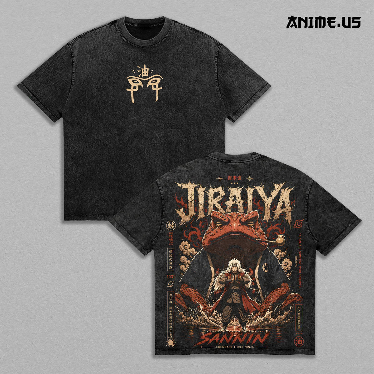 Jiraiya Legendary Sannin Naruto Anime Vintage Washed Tee