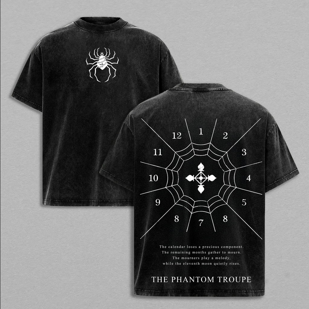Limited Edition The Phantom Troupe - Hunter X Hunter Anime Double Printed Oversize Lightweight Acid Washed Tee, Gift For anime lover