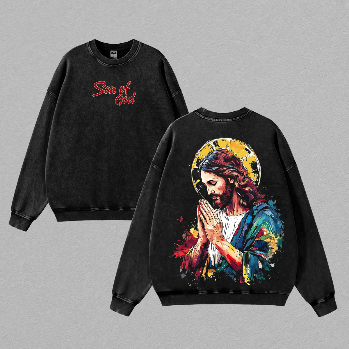 Son of God Jesus Praying Merry Xmas Christian Vintage Washed Tee