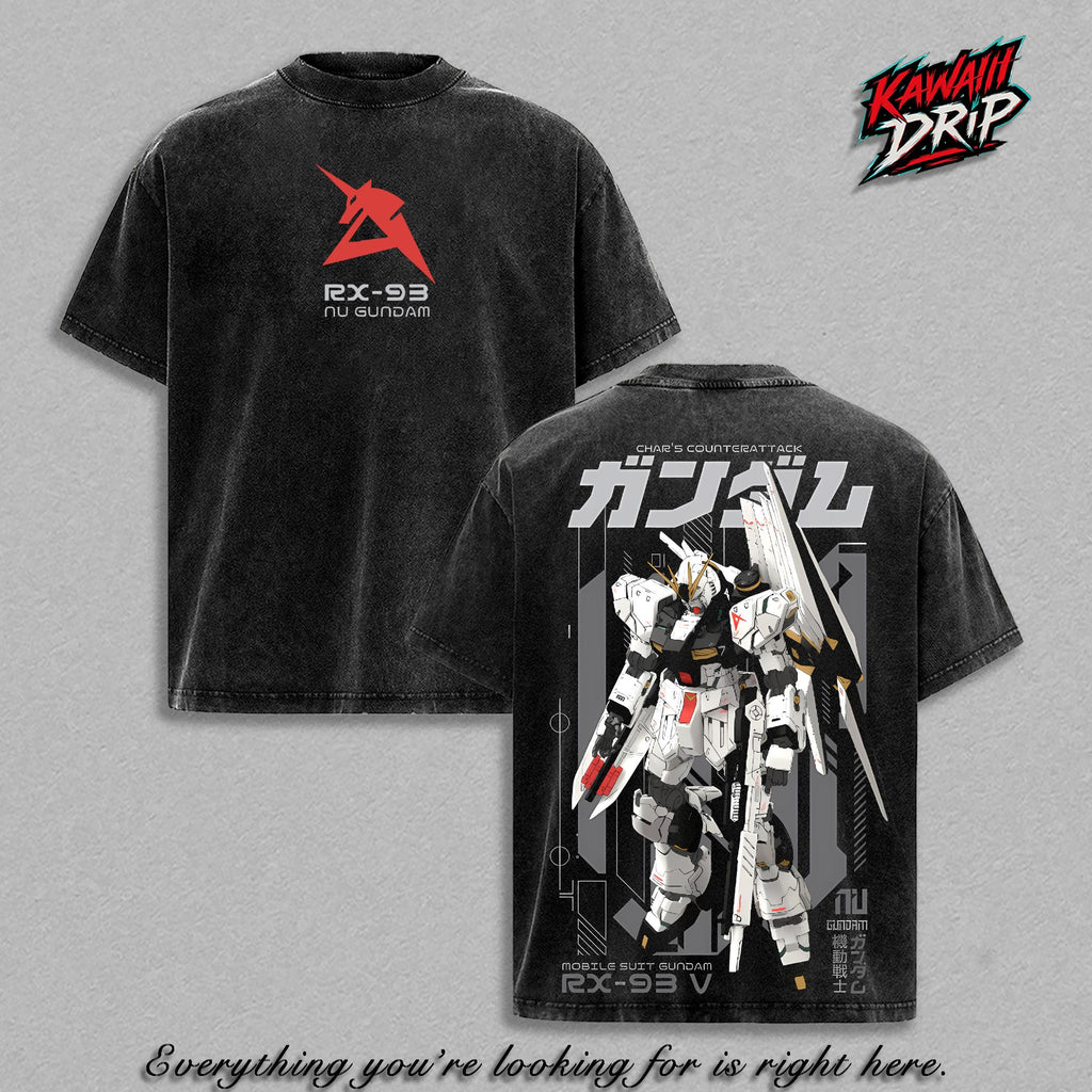 Nu Gundam RX-93 Char's Counterattack Anime Vintage Washed Tee