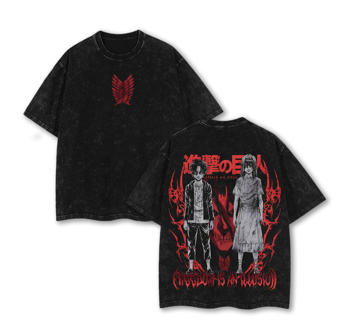 Eren Jaeger Founding Titan Attack on Titan Anime Vintage Washed Tee