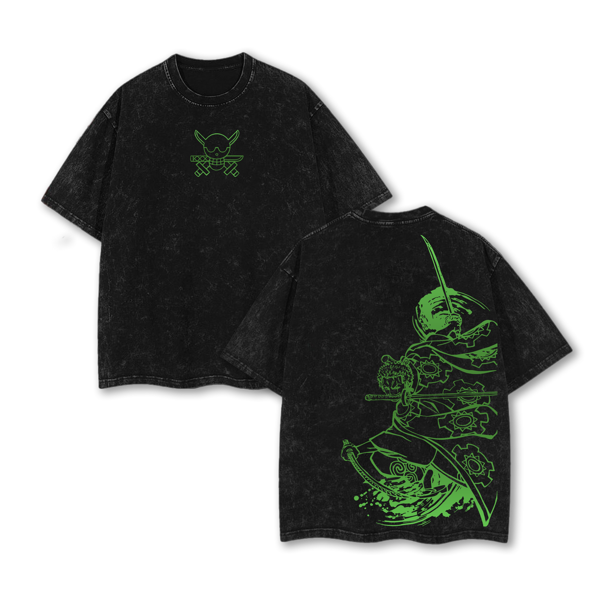 Roronoa Zoro Green Edition One Piece Anime Vintage Washed Tee