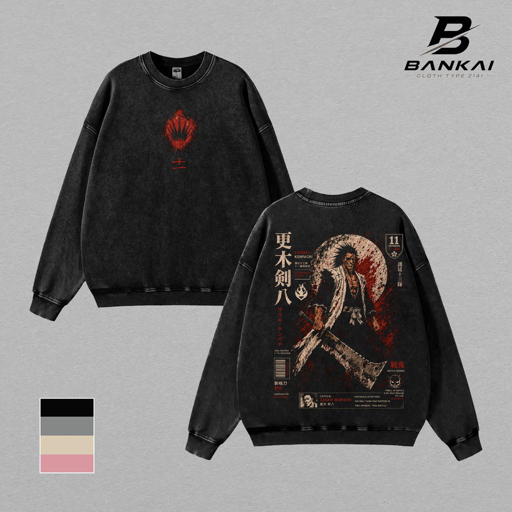 Kenpachi Zaraki Bleach T-Shirt Hoodie Sweatshirt Tank Top Vintage Washed Oversized Streetwear Graphic Tee Anime Merch