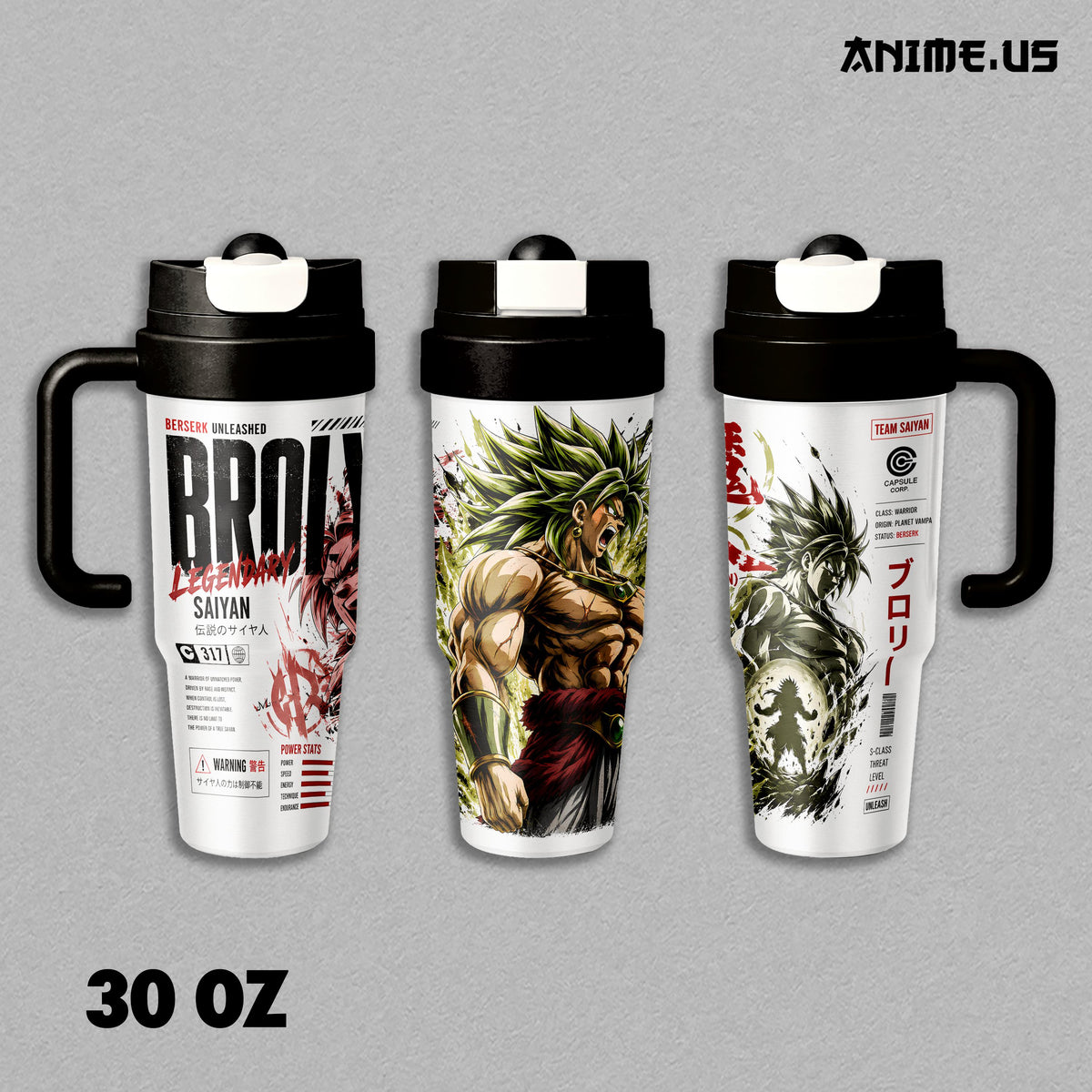 Broly Legendary Super Saiyan DBZ Anime Tumbler 17oz 24oz 30oz