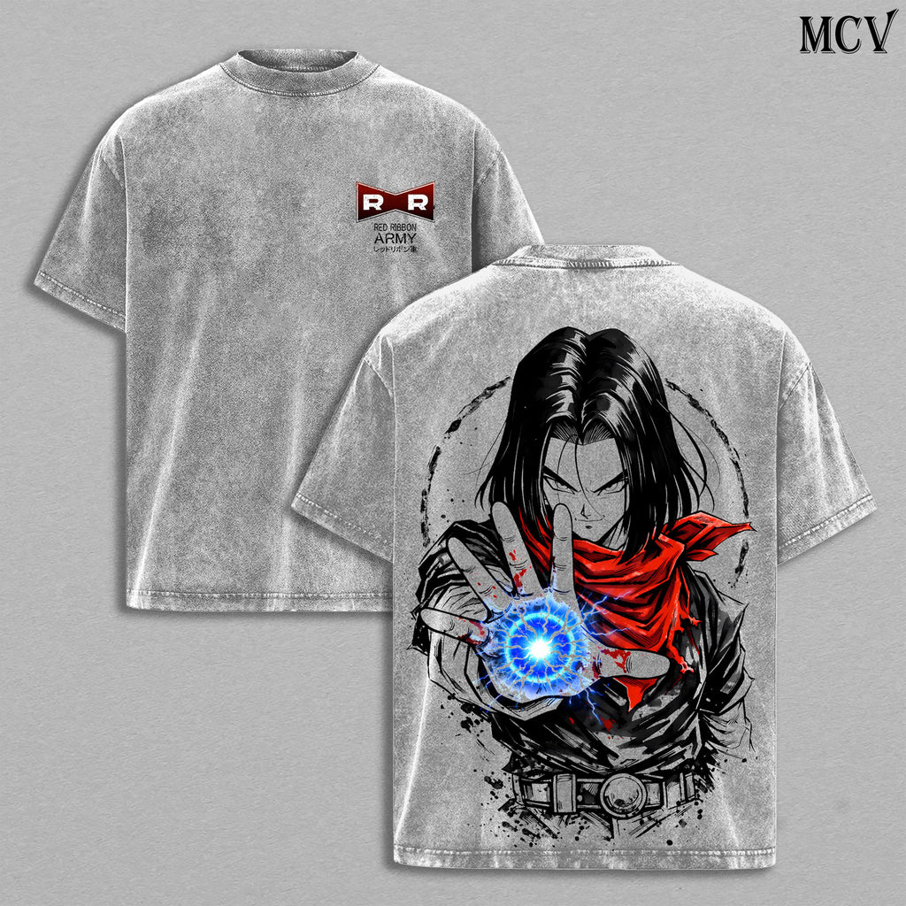 Android 17 DBZZ Infinite Energy Anime Vintage Washed Tee
