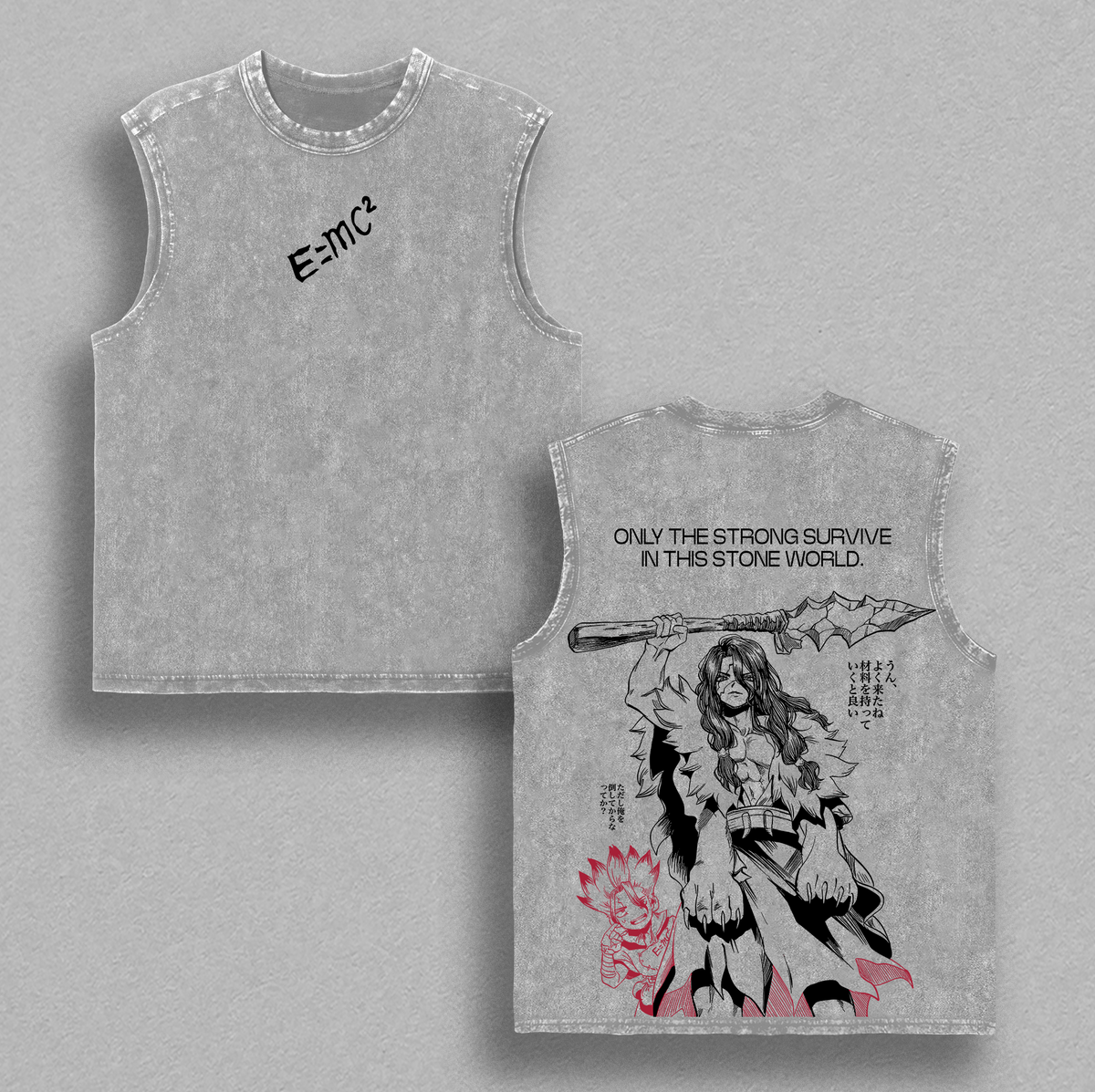 Tsukasa Shishio x Senku Ishigami Dr. Stone Anime Vintage Washed Tee