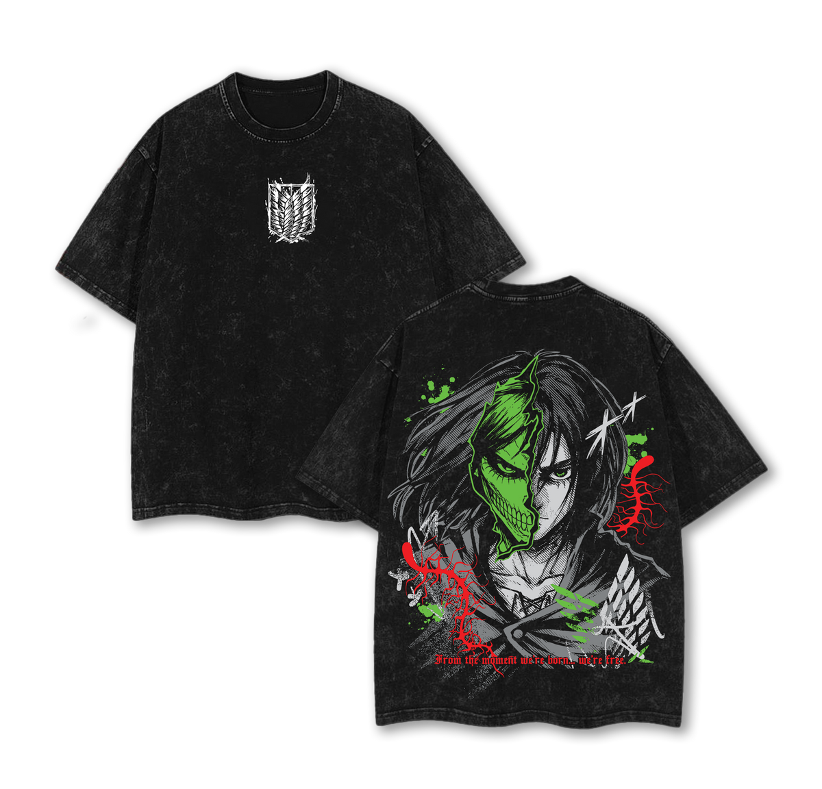 Eren Yeager Final Form Attack on Titan Anime Vintage Washed Tee