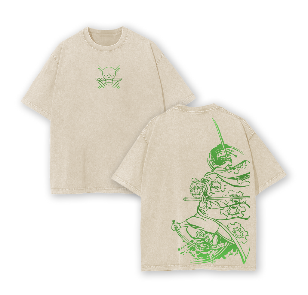 Roronoa Zoro Green Edition One Piece Anime Vintage Washed Tee