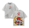 Limited Edition Sunagakure no Gaara - Naruto Shippuden Anime Double Printed Oversize Lightweight Acid Washed Tee