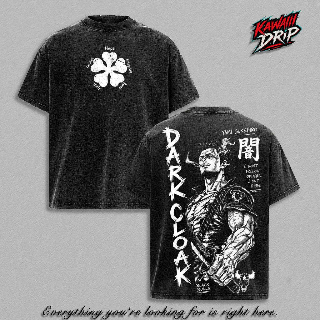 Yami Sukehiro Black Clover Dark Magic Captain Anime Vintage Washed Tee