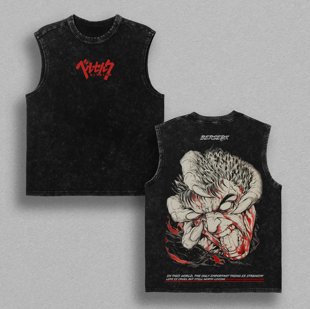 Guts Berserk Black Swordsman Anime Vintage Washed Tee