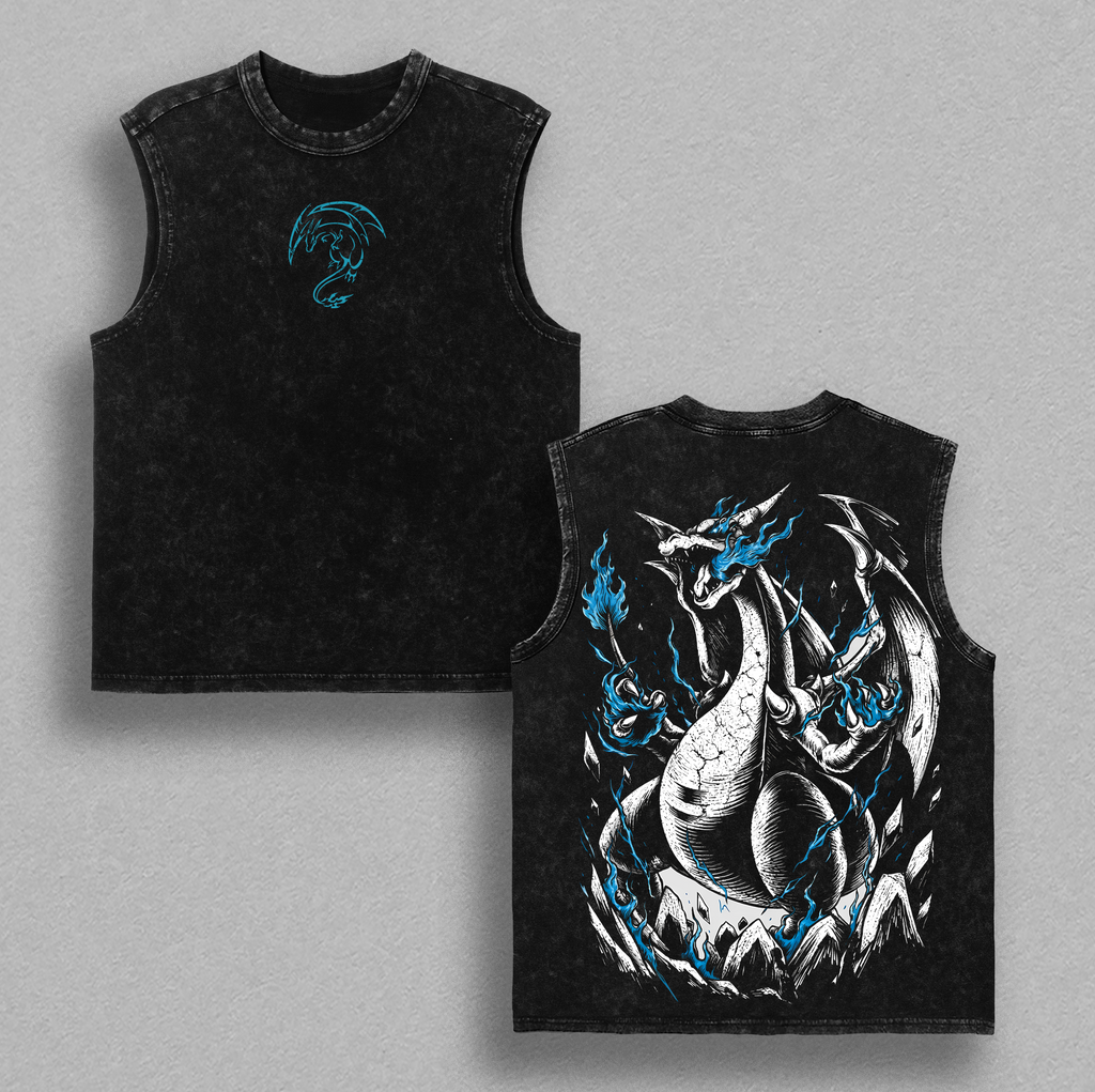 Charizard Pokemon Anime T-Shirt Vintage Acid Wash Oversized Graphic Tee