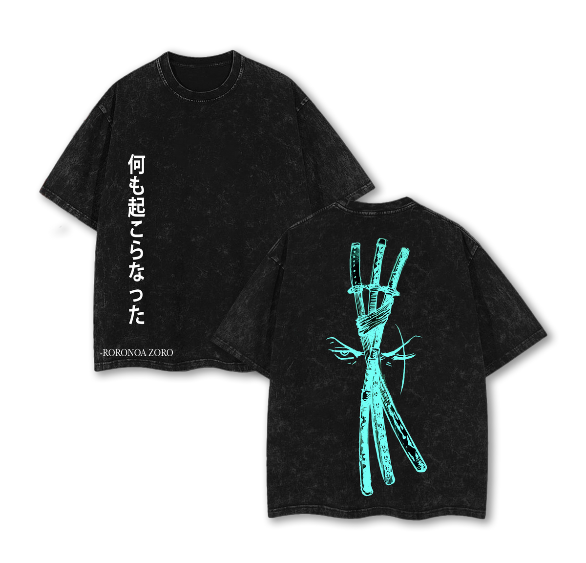 One Piece Washed Tee, Zoro Green Vintage Washed Tee Vintage Graphic 90s