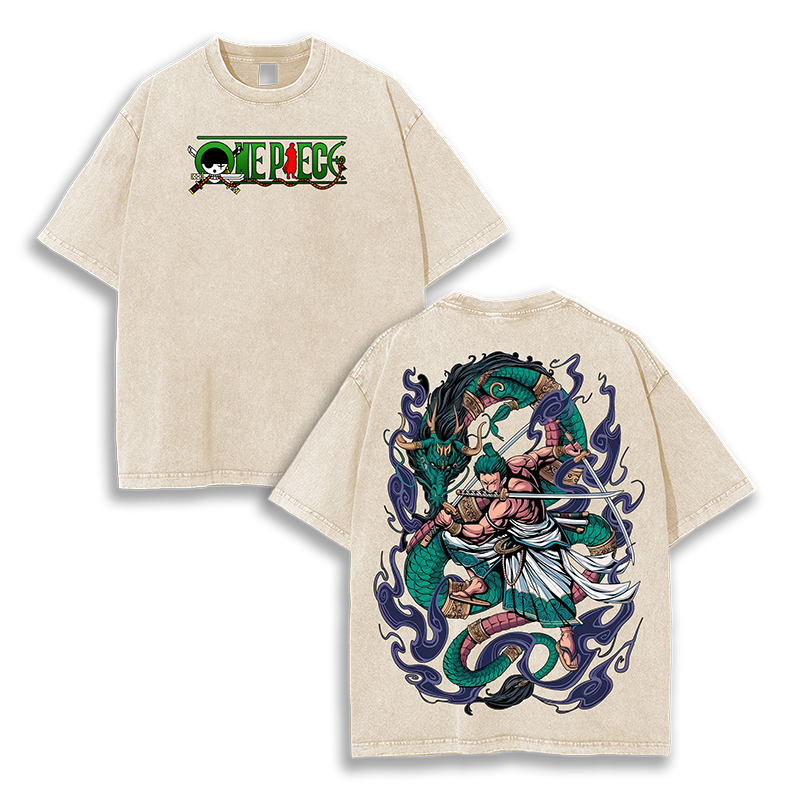 Zoro One Piece Anime  Washed T-Shirt