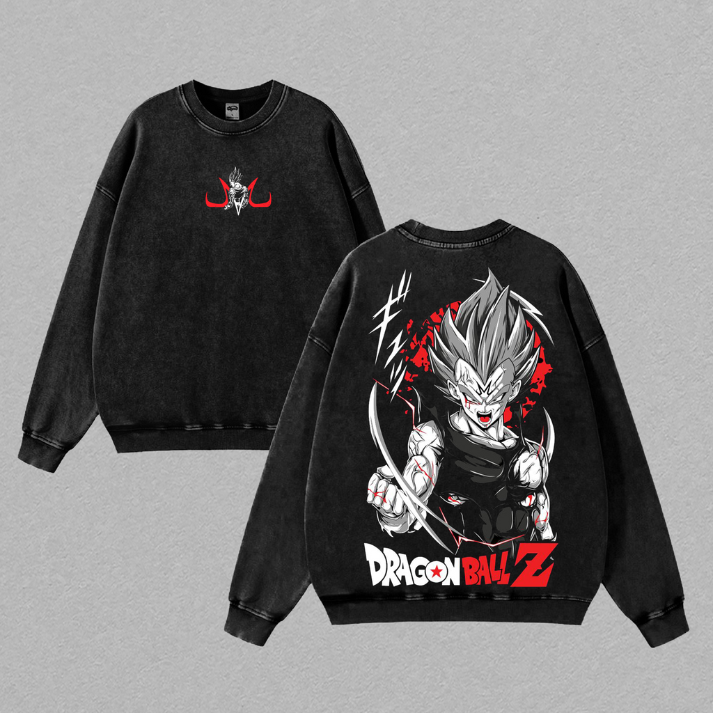 Majin Vegeta Dragon Ball Z Retro Vintage Unisex Oversize Anime Manga Acid Washed Lightweight Cotton T-shirt