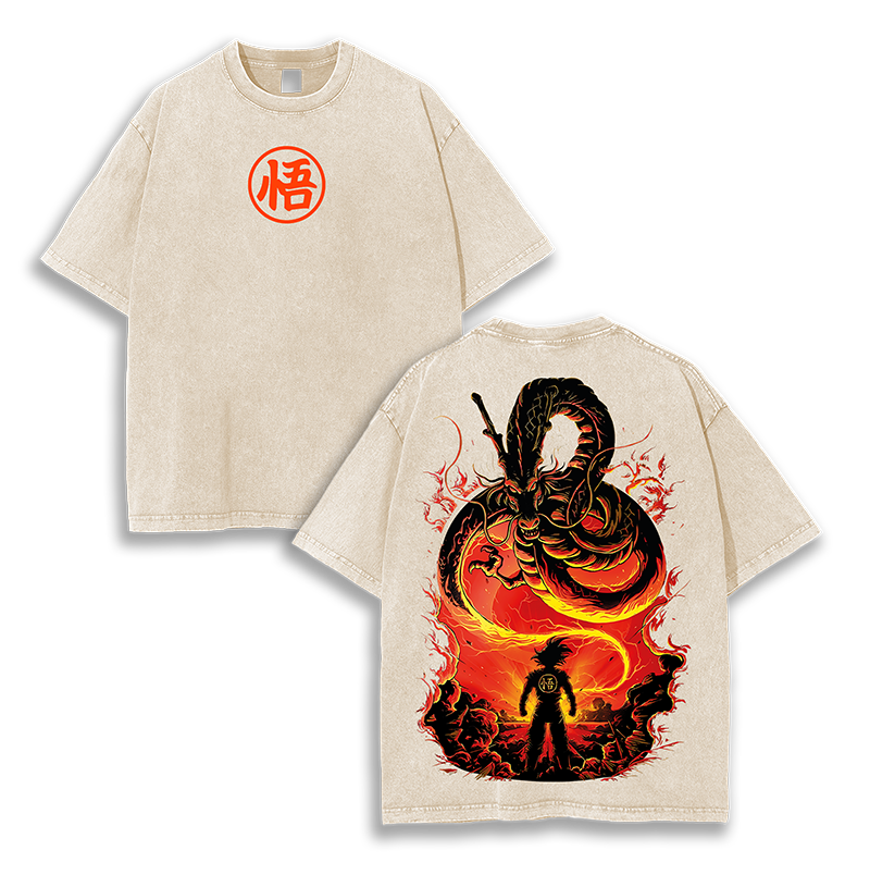 Goku Calling Dragon - Dragon Ball Z Washed T-Shirt