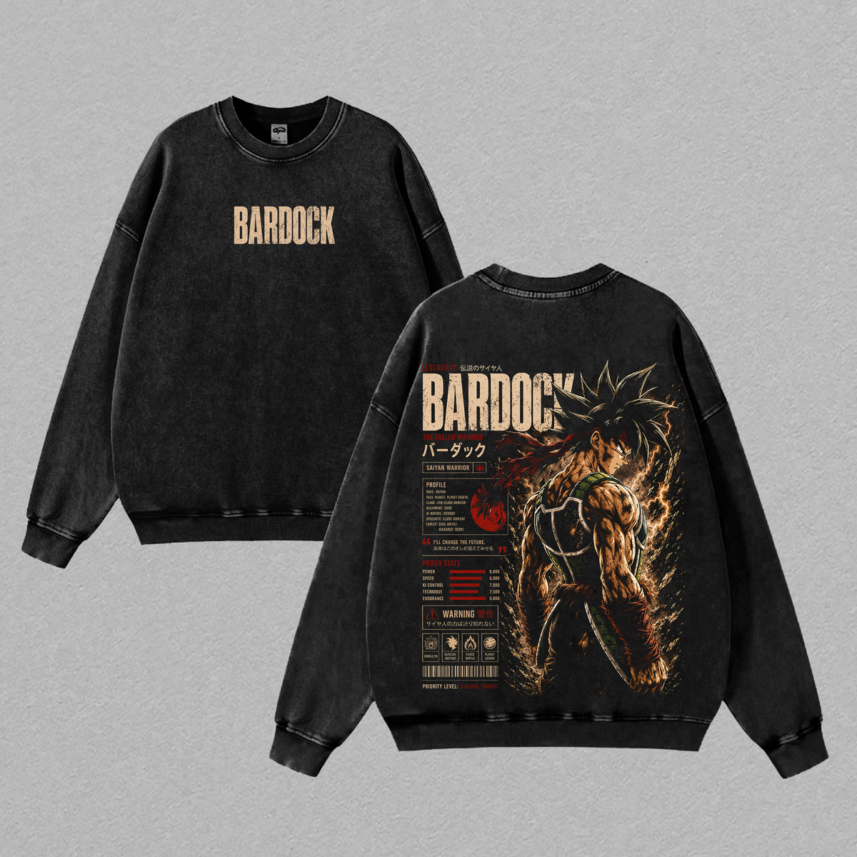 Bardock Legendary Saiyan Warrior DBZ Anime Graphic Vintage Shirt, Rebel Fighter Father of Kakarot Heavyweight Washed Cotton Anime Tee T-Shirt
