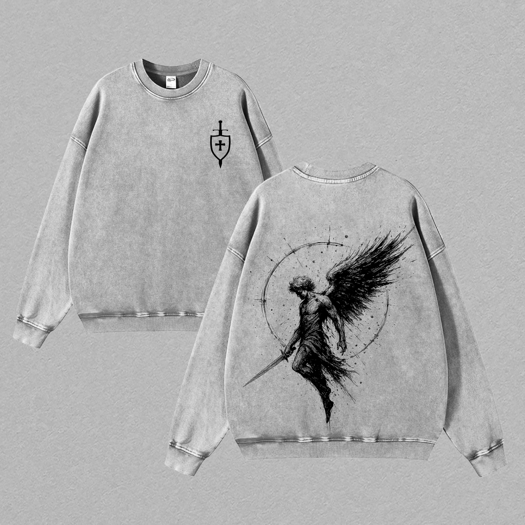 Sanctus Michael Archangelus x Flaming Sword Christian Vintage Washed Tee