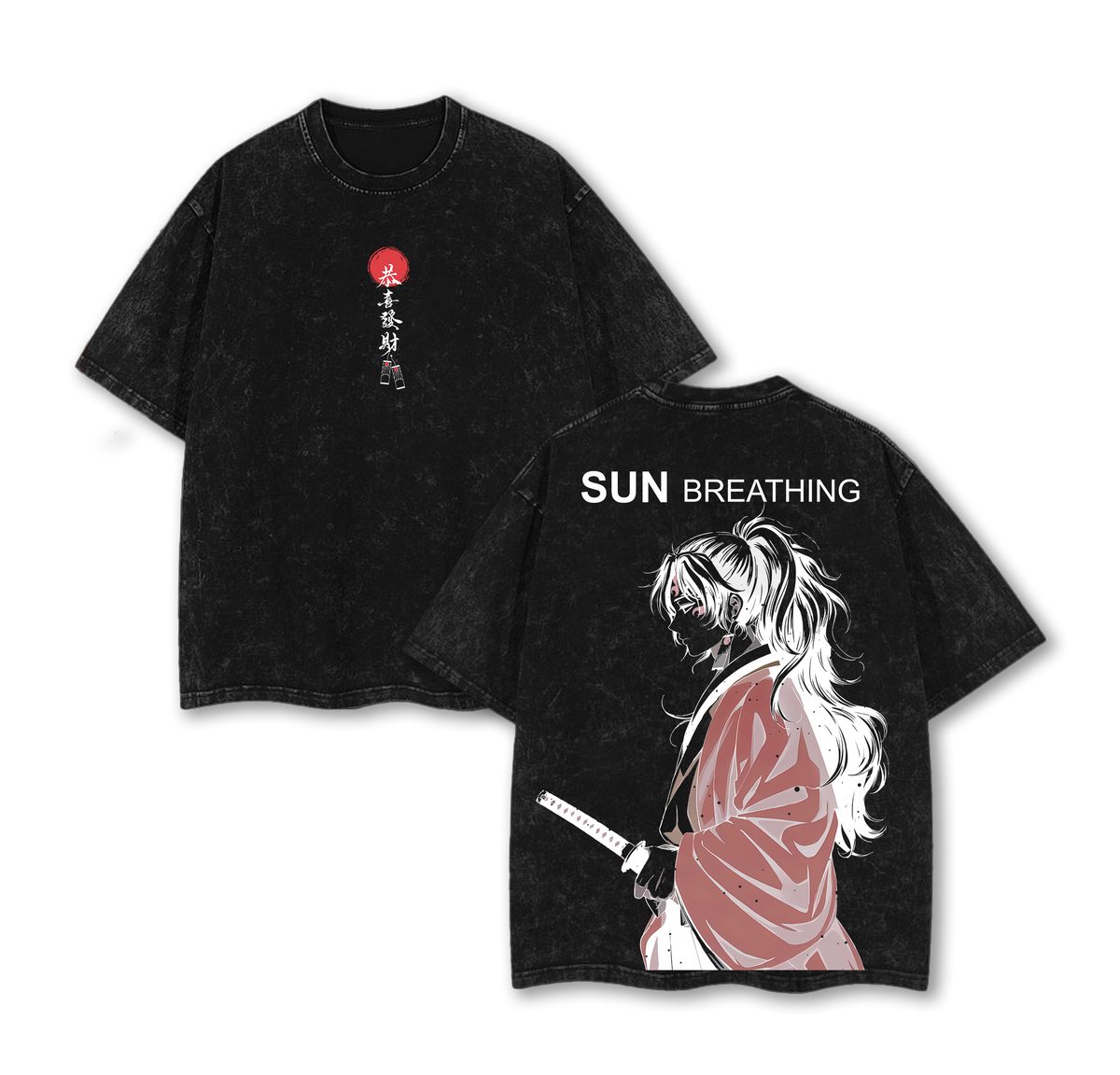 Yoriichi Tsugikuni Demon Slayer Anime Double Printed Vintage Washed Tee