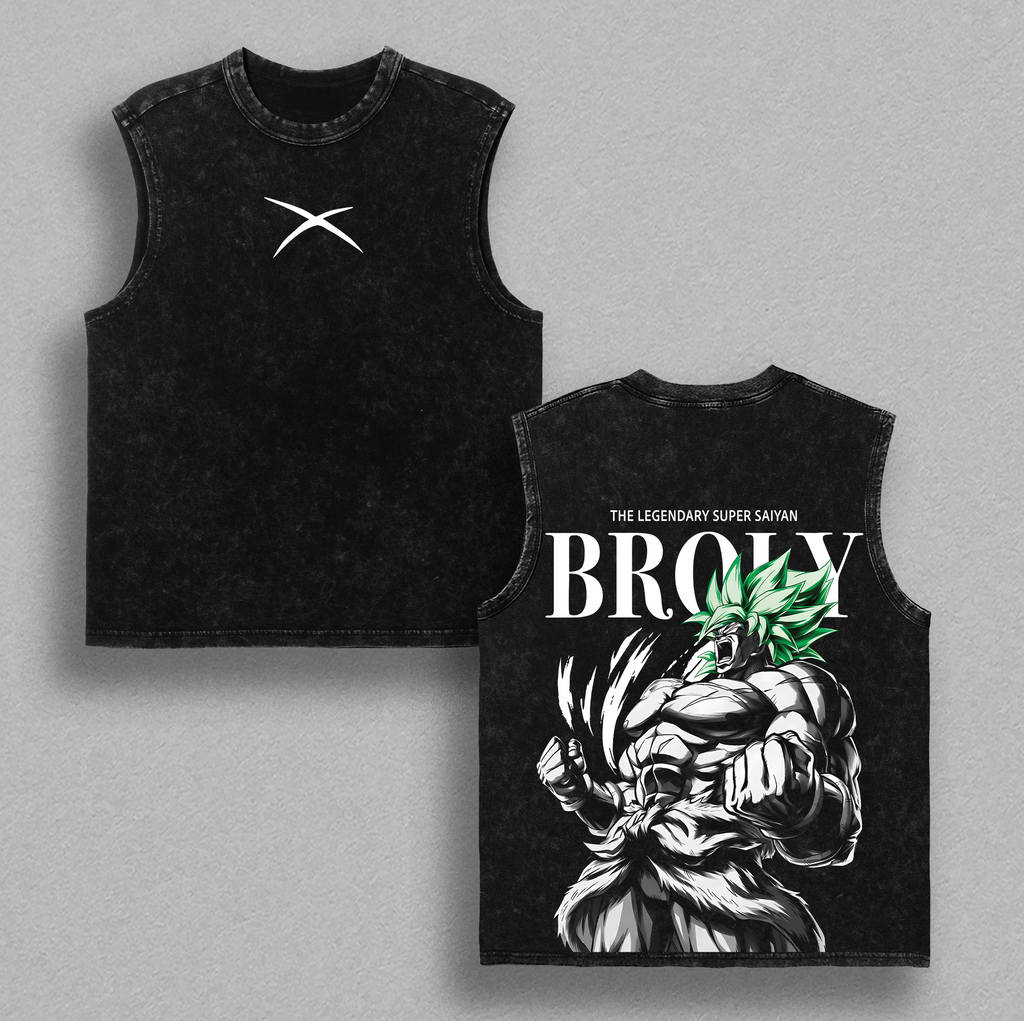 Broly T-Shirt, Dragon Ball Anime Tee, Legendary Saiyan Power Graphic Vintage Washed Tee