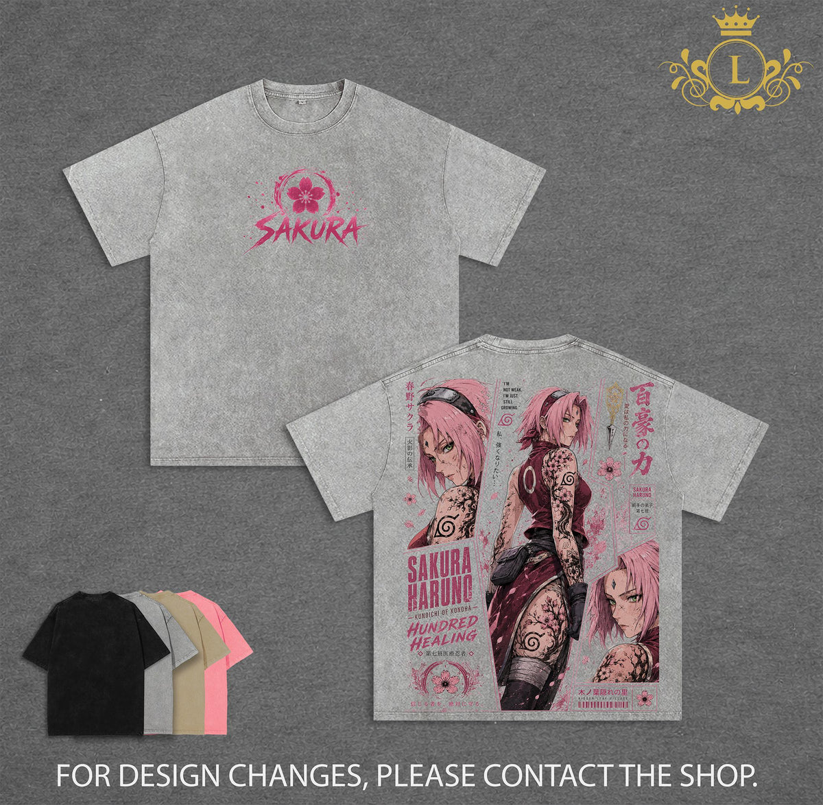 Sakura Haruno Naruto Anime Vintage Washed Tee