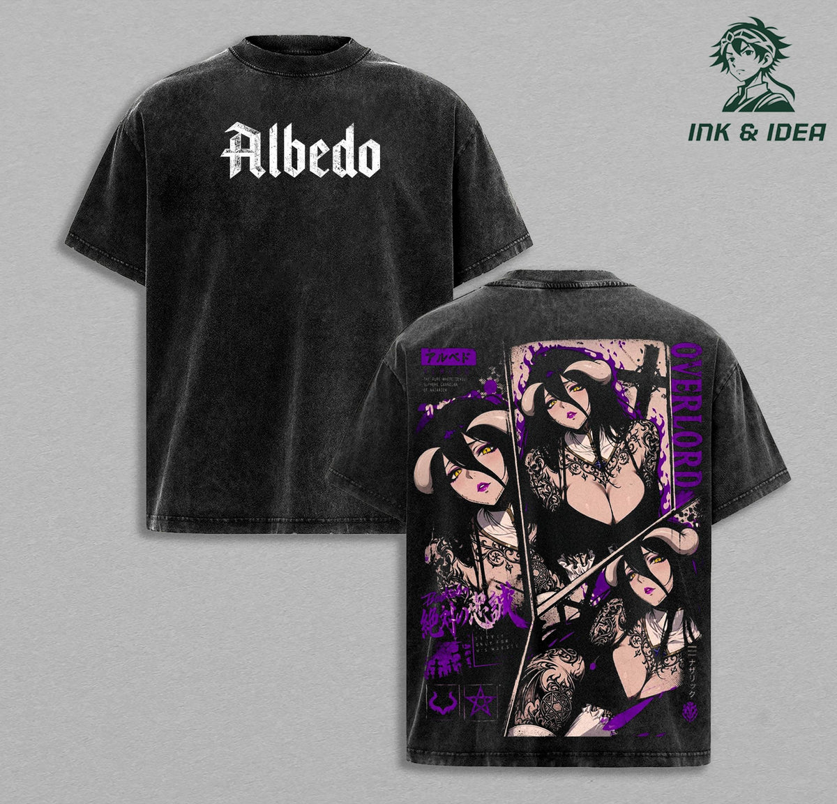 Albedo Overlord Guardian Overseer Anime Vintage Washed Tee