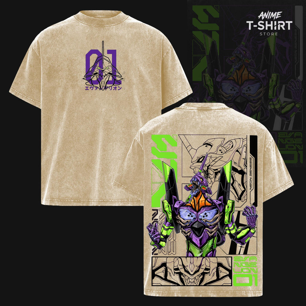 Evangelion Unit-01 Neon Genesis Evangelion Anime Vintage Washed Tee