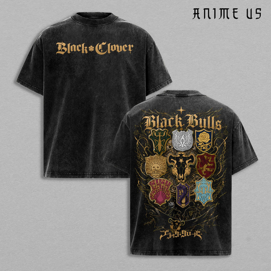 Black Clover Magic Knight Squad Insignia Anime Vintage Washed Tee