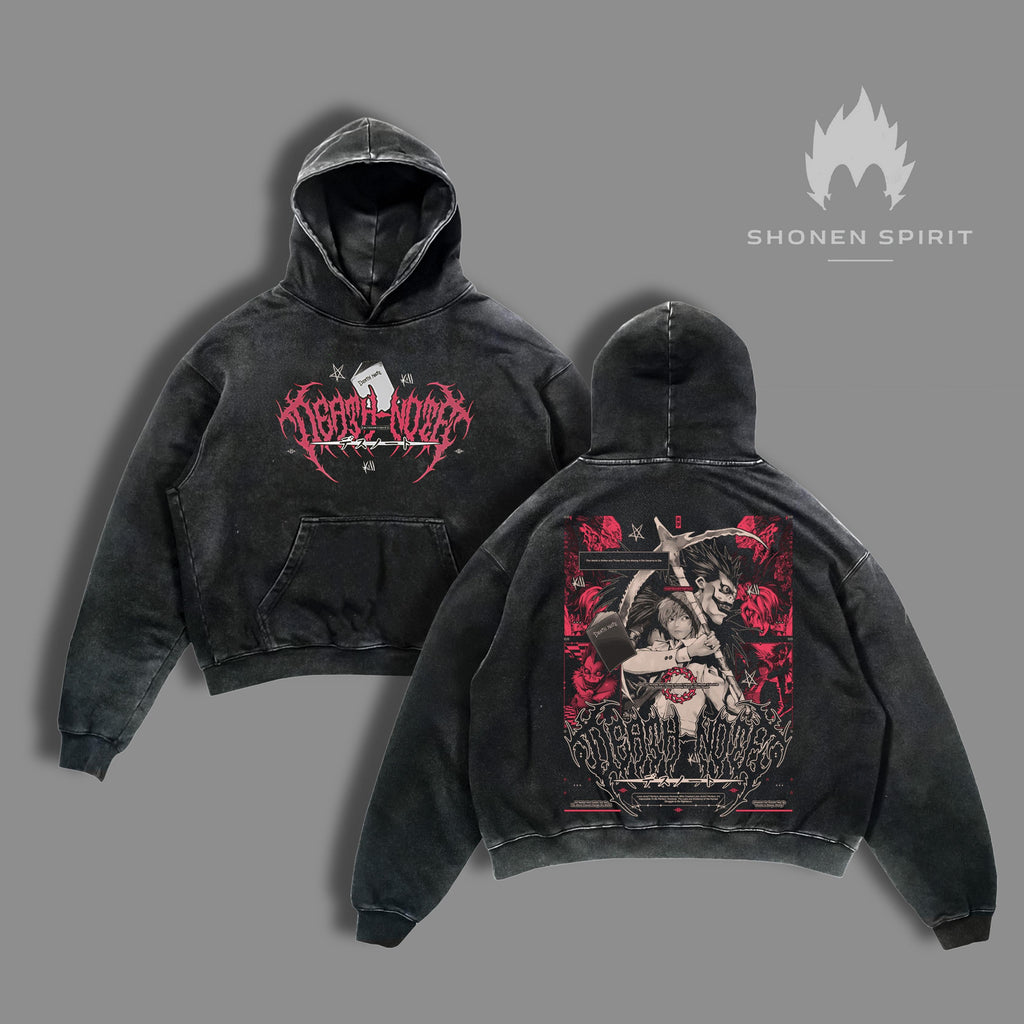 Light Yagami X Ryuk Death Note Anime Vintage Washed Hoodie