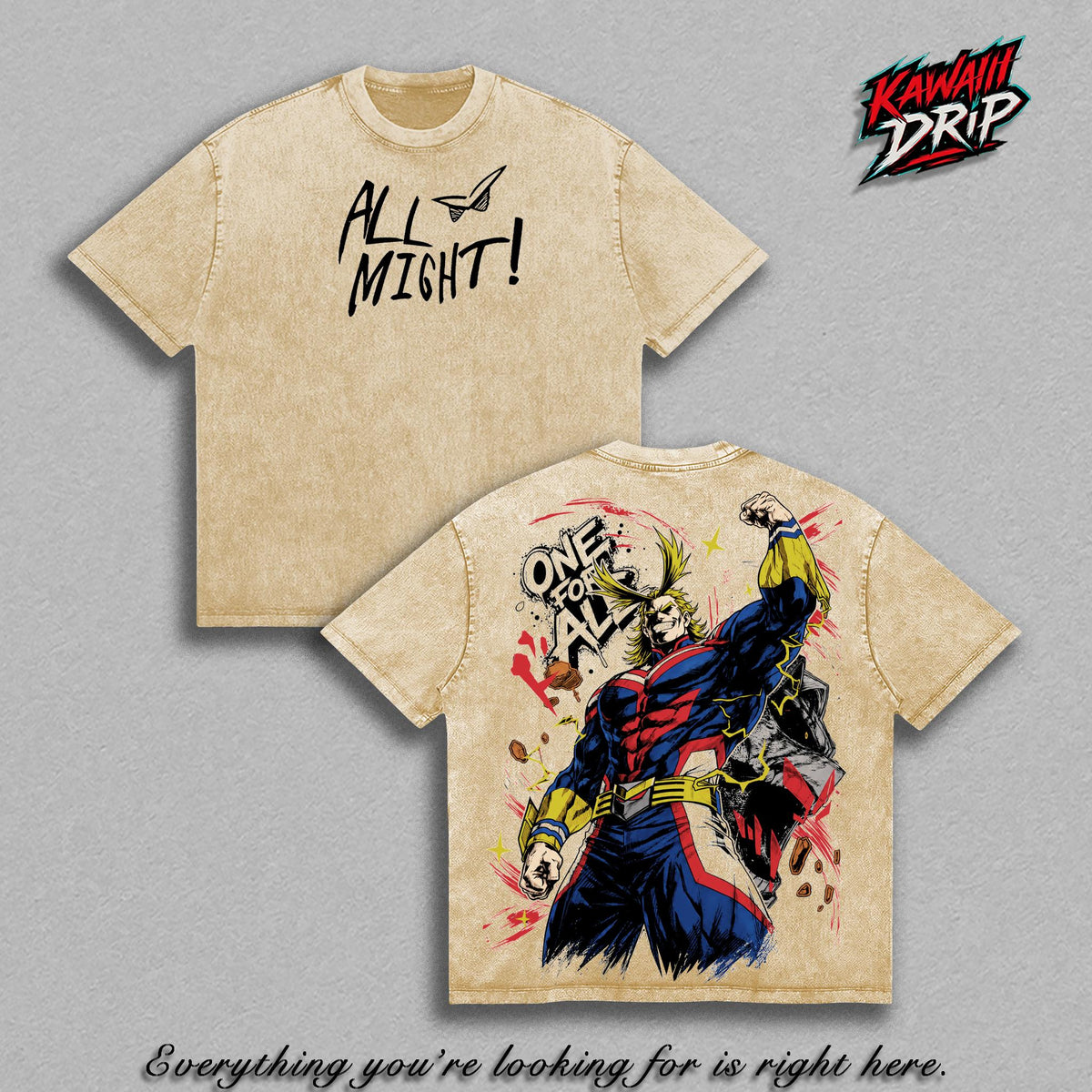 All Might My Hero Academia Graphic Tee Vintage Washed Shirt Unisex Streetwear Anime Shirt One For All Hero Manga Tee UA Hero Anime Fan Gift Apparel