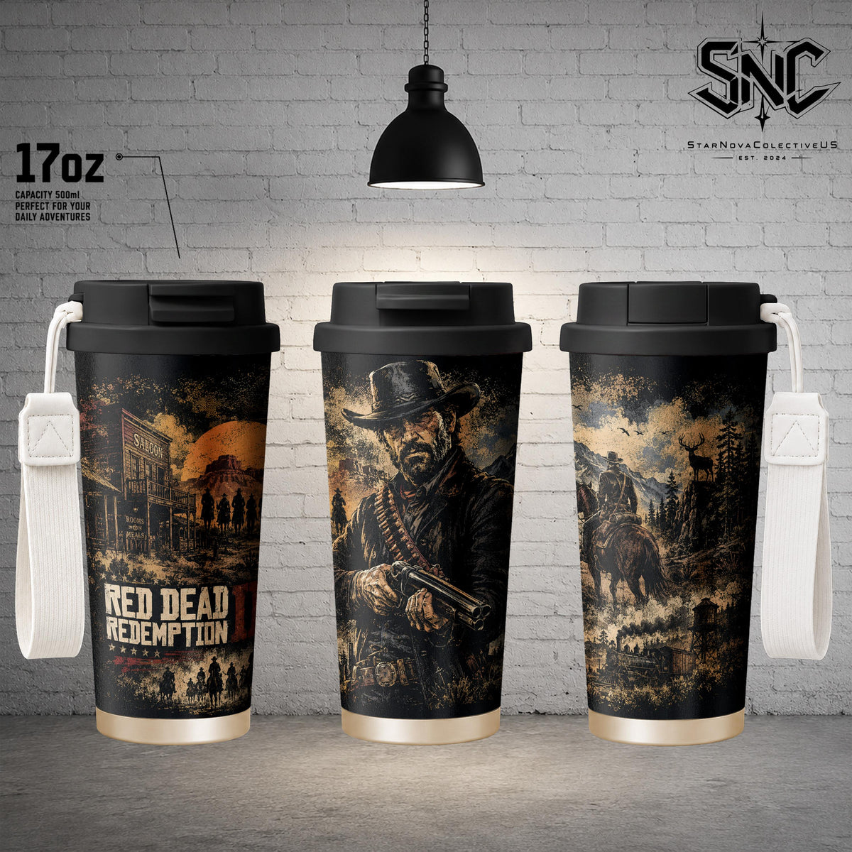Vintage RDR2 Arthur Morgan Silhouette Tumbler 17oz 24oz 30oz