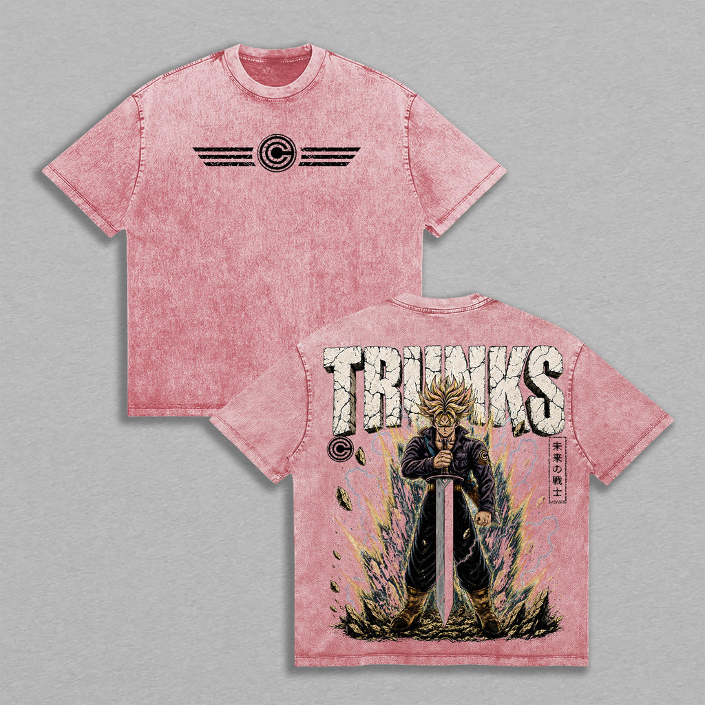 Future Trunks DBZ Sword Time Warrior Anime Vintage Washed Tee