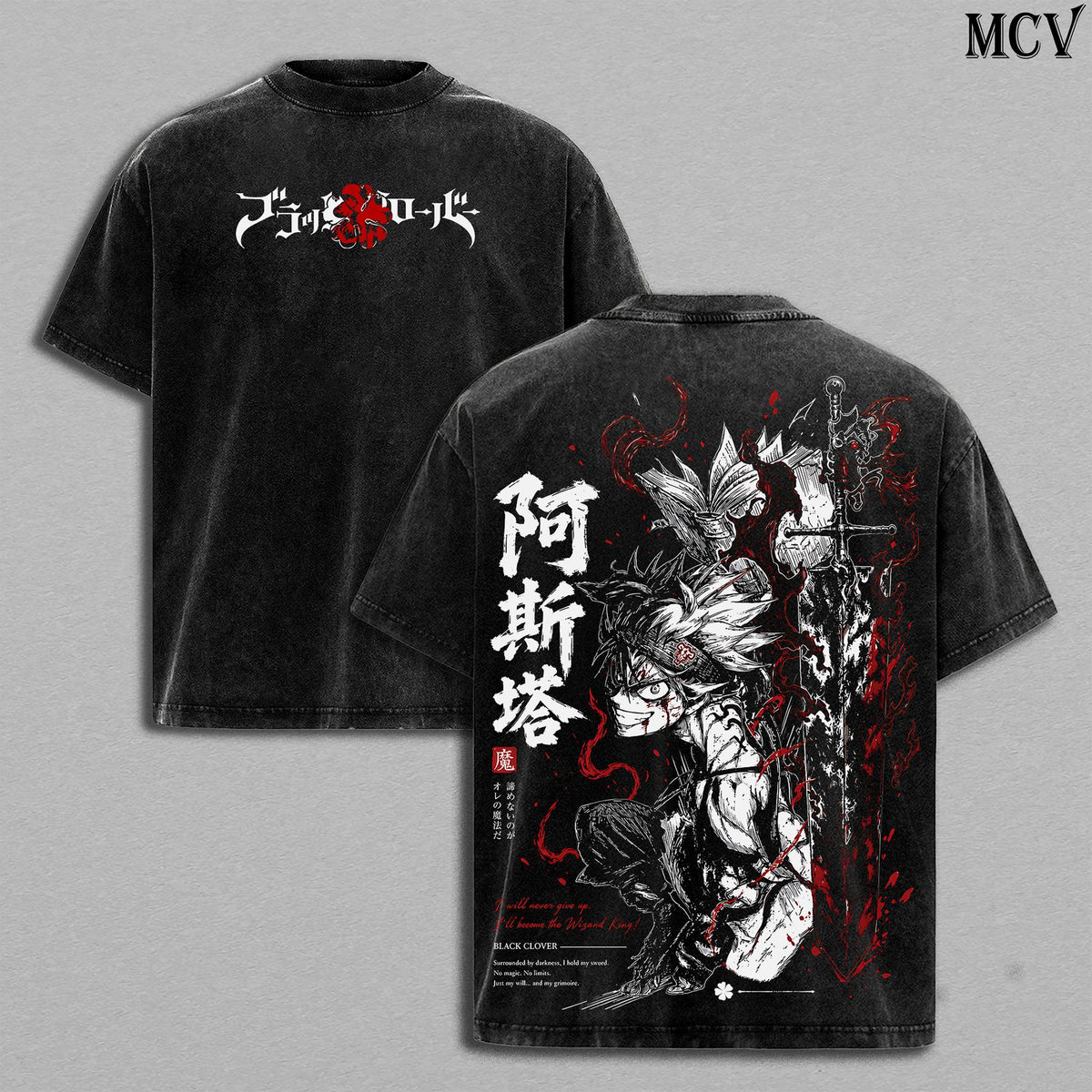 Asta Black Clover Anti-Magic Warrior Anime Vintage Washed Tee