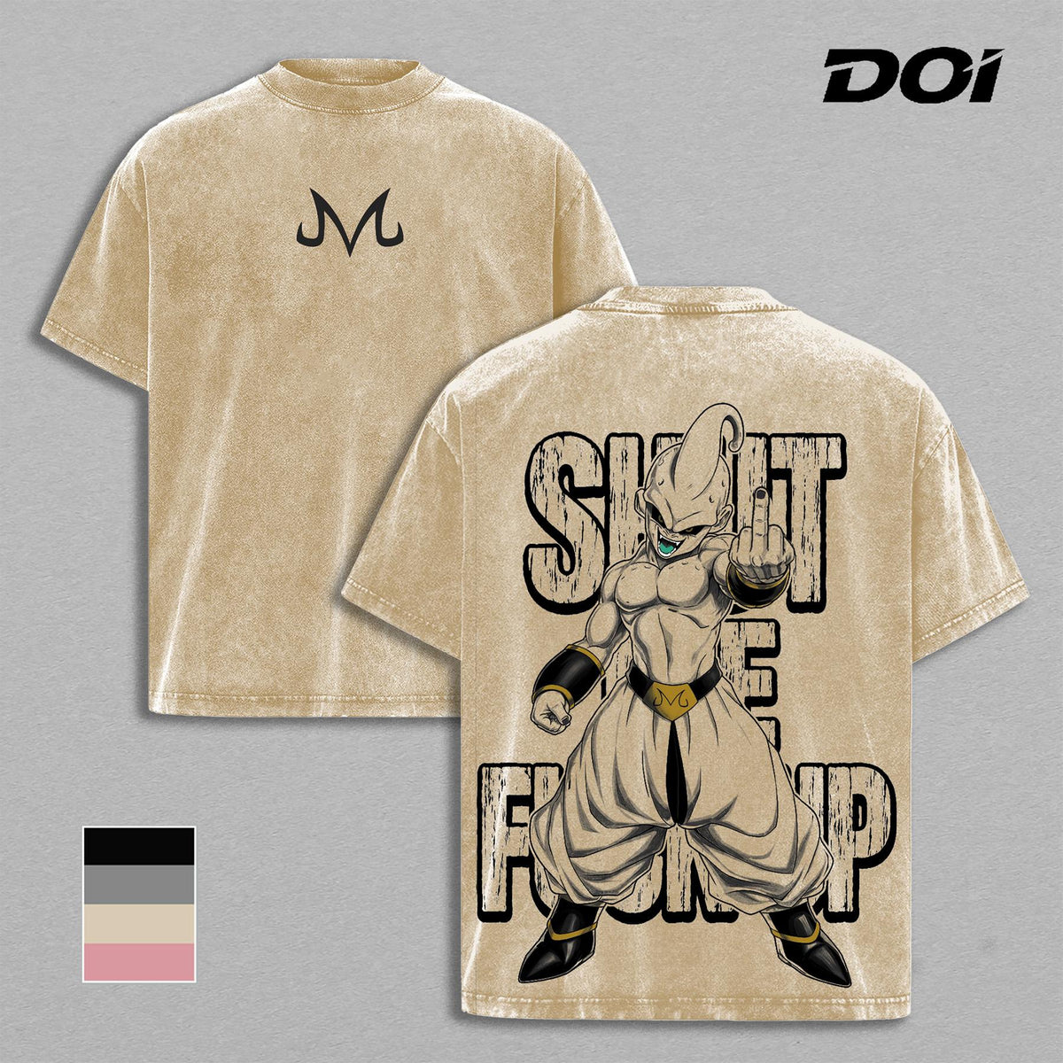 Majin Buu DBZ Kid Buu Vintage Washed T-Shirt | Majin Villain Anime Graphic Tee | Pure Evil Streetwear Oversized Shirt