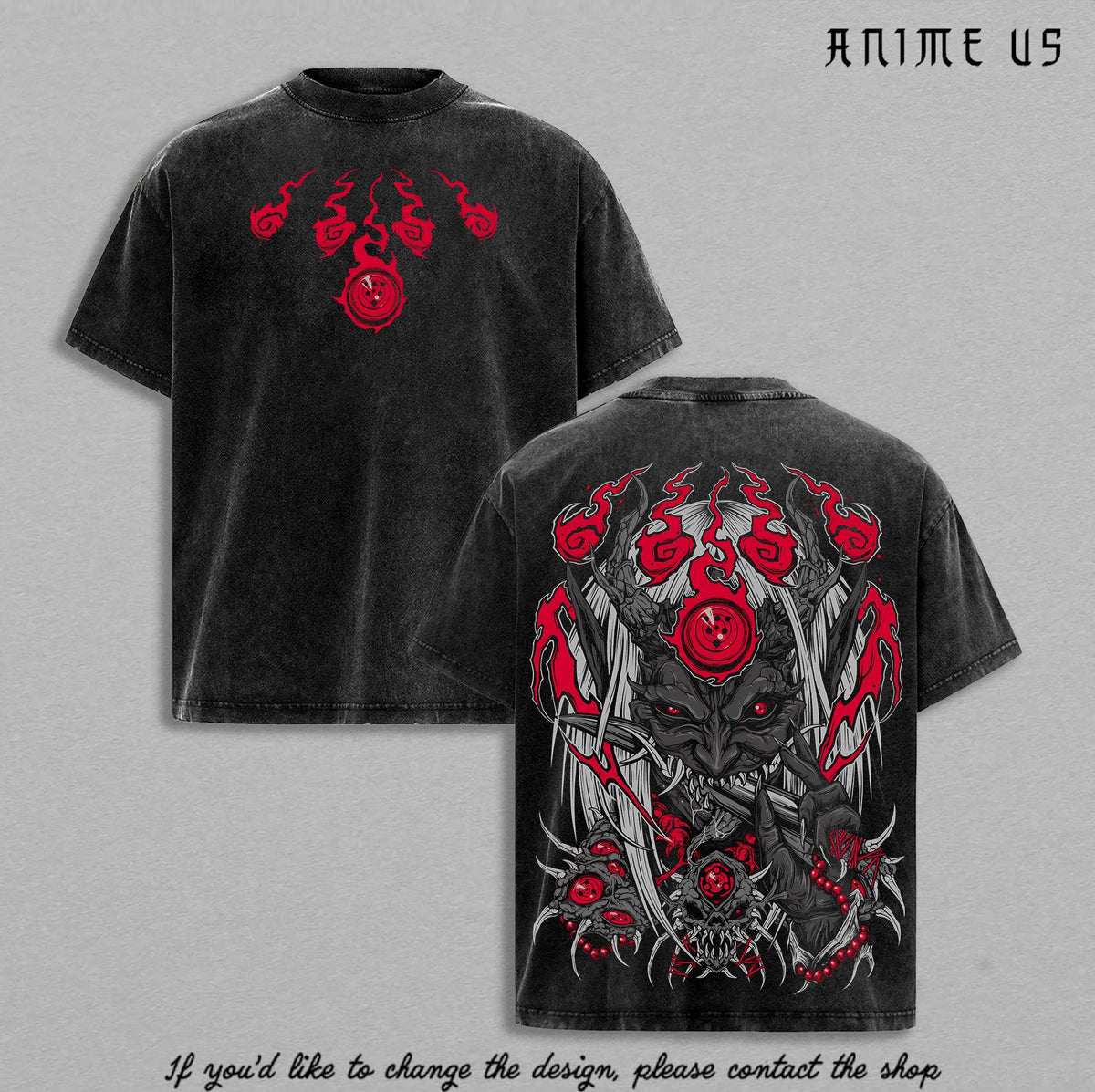 Shiki Fujin T-Shirt Anime Vintage Washed Oversized Graphic Tee Shinigami Seal Technique Streetwear Top for Anime Fans